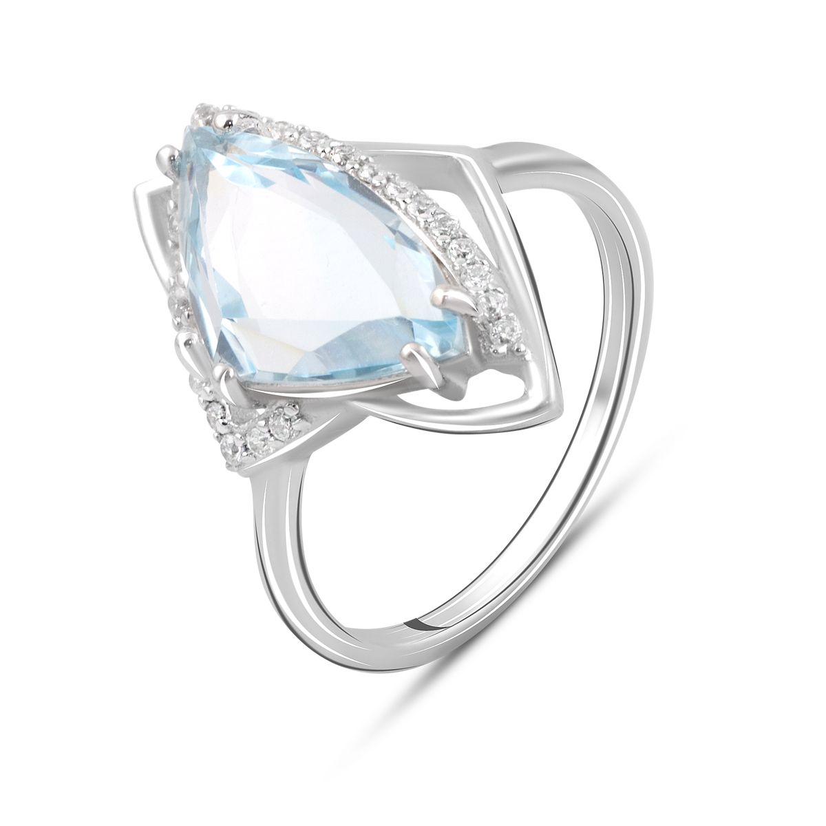 

Срібна каблучка з натуральним топазом 3.943ct (2097143) 3.35 гр. 925 проби 18 небо синє світло кольору