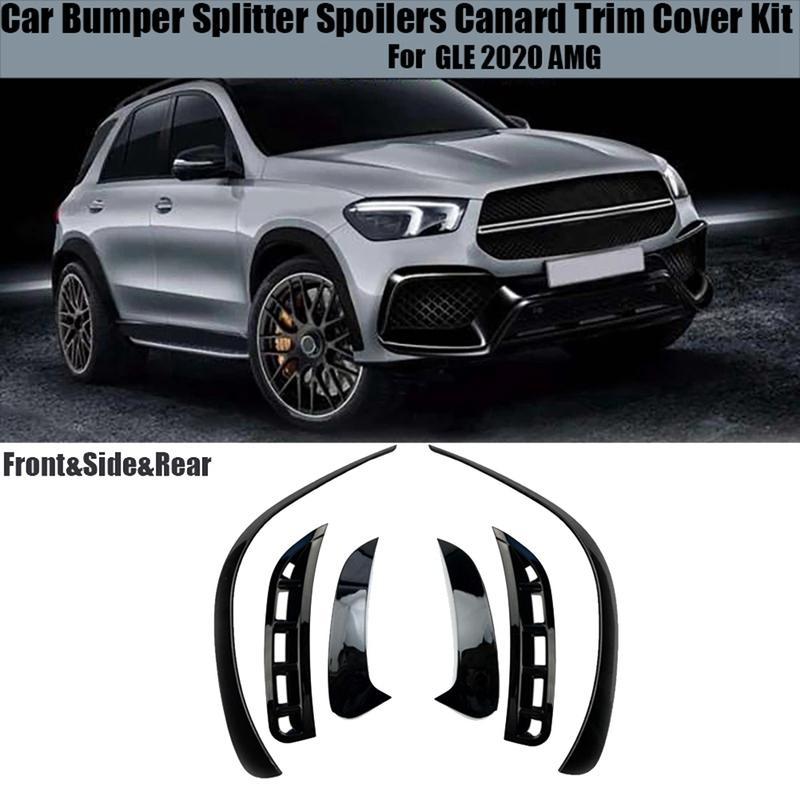 6Pcs Car Front&Rear Bumper Splitter Spoilers Trim for Mercedes-Benz GLE W167 2020 AMG Gloss Black