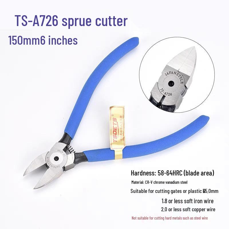 TSDETS Sprue Pliers Set: Includes 6" Side Cutting, 5" Diagonal Cutting, and 7" Wire Cutting Pliers for Plastic and Electrical Work.