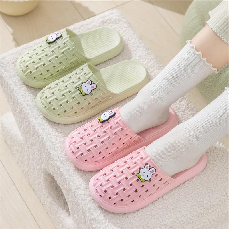 Summer Baotou Cool Slippers Ladies Bathroom Bath Home Indoor and Outdoor Wear Smooth Flat Bottom Beach Hole Shoes Women