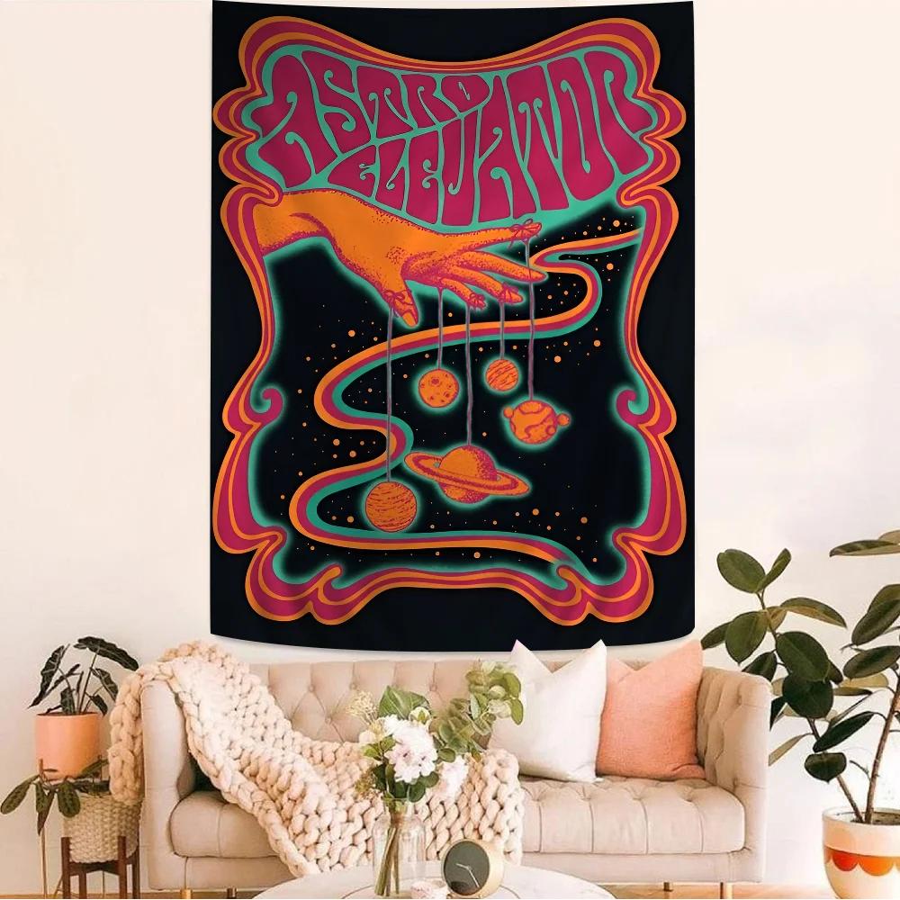 

VIKAMA Vintage 70s Tapestry Psychedelic Bohemian Mural Triple Vintage Wall Hanging For Living Rooms Bedrooms And Dormitories 74x94cm(29x37in)