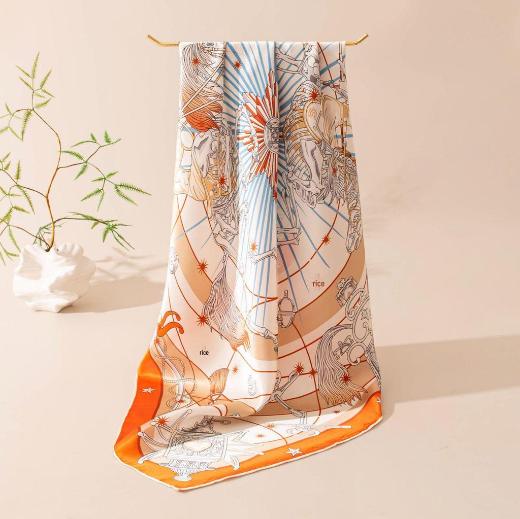 Korean Style Vibe 2026 Spring/Summer Mulberry Silk Scarf for Women - Versatile Print Neck Protector
