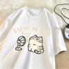 Fan Cat And Unisex Unisex TShirt American Street Creative Blow Summer Relaxed Short Sleeve Couple Wear Ins Top Kawaii Tee Shirt