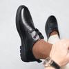 First layer cowhide men's business casual leather shoes 2026 new men's genuine leather one foot pedal all black soft sole official shoes