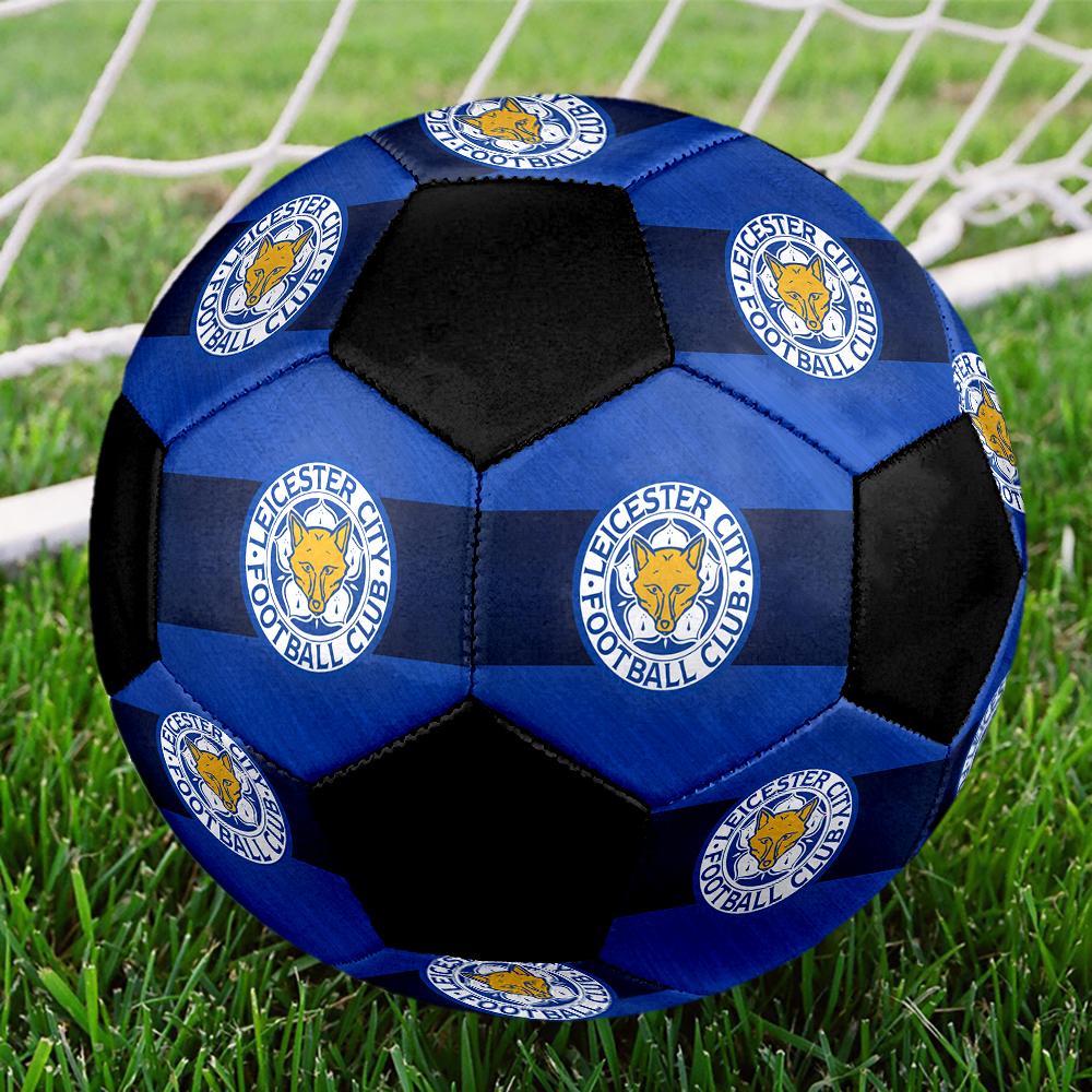 SIZE 5 Leicester City FC Soccer Ball Colorful All Ages Machine Stitched PVC Competition Ready Durable High-Bounce