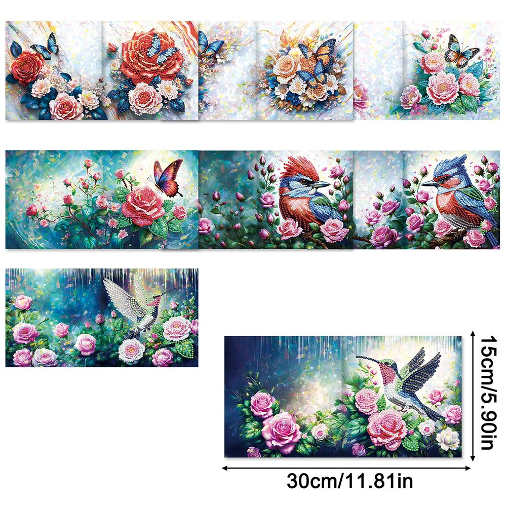 8/12 Stück Diamond Painting Grußkarte Handgemacht 5D Strasssteine Kunst Grußkarten Geburtstagskarte 5D Strasssteine Stickerei Kunstkarten Kits