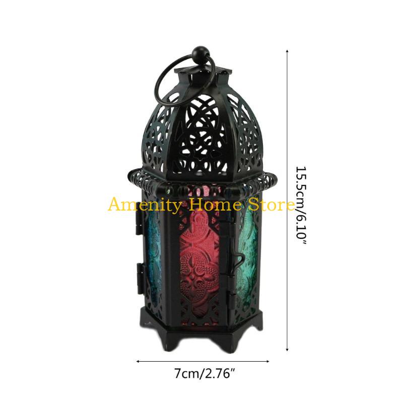 F26C European Decorative Candle Holder Christmas Lanterns Moroccan Hanging Lanterns Wrought Iron Tabletop Lanterns Decor