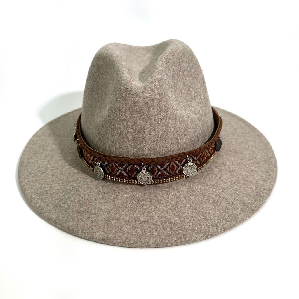 European and American western cowboy hat retro style men's and women's big-brimmed top hat fashion jazz hat high quality woolen felt hat
