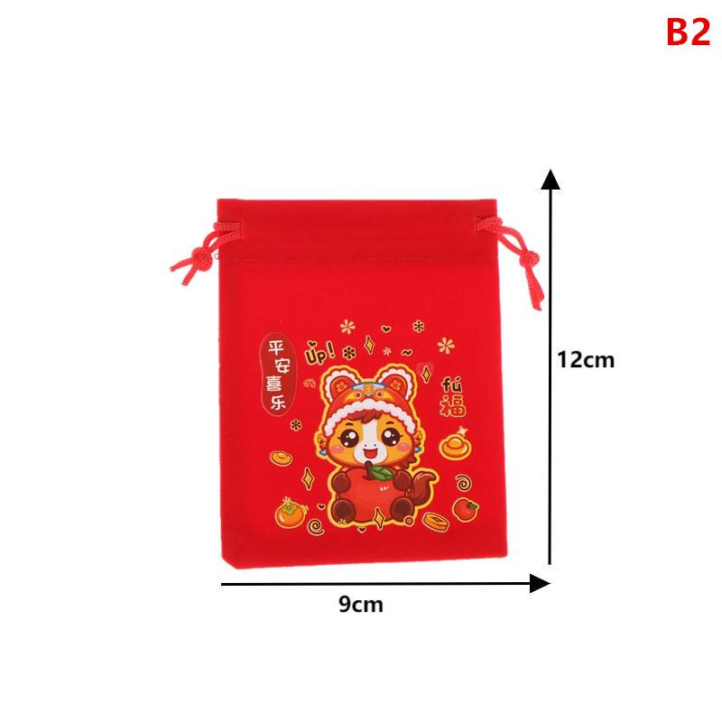 1Pcs Red Year Of The Horse Bags Drawstring Chinese Zodiac Gift Pouch Candy Snack Wrapping Bag China Yesr Party Favors Decor
