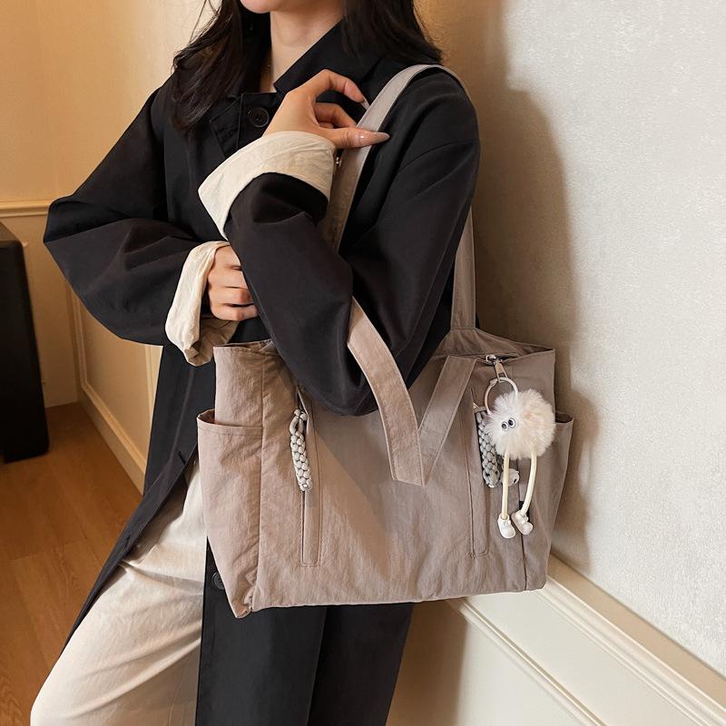 2025 Autumn New Shoulder Bag Canvas Bag Women's Large Capacity Shoulder Bag Student Fashion Tote Bag Handbag Bag