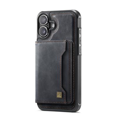 For iPhone 16 Case AUTSPACE A13 Vintage Leather Back Cover with Magnetic Detachable Card Bag
