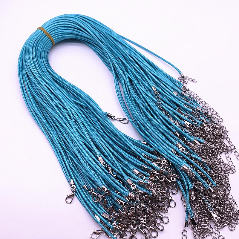 New 5pcs 2mm Leather Cord Wax Rope Chain Necklace Extender Chain Lobster Clasp DIY Jewelry Accessories