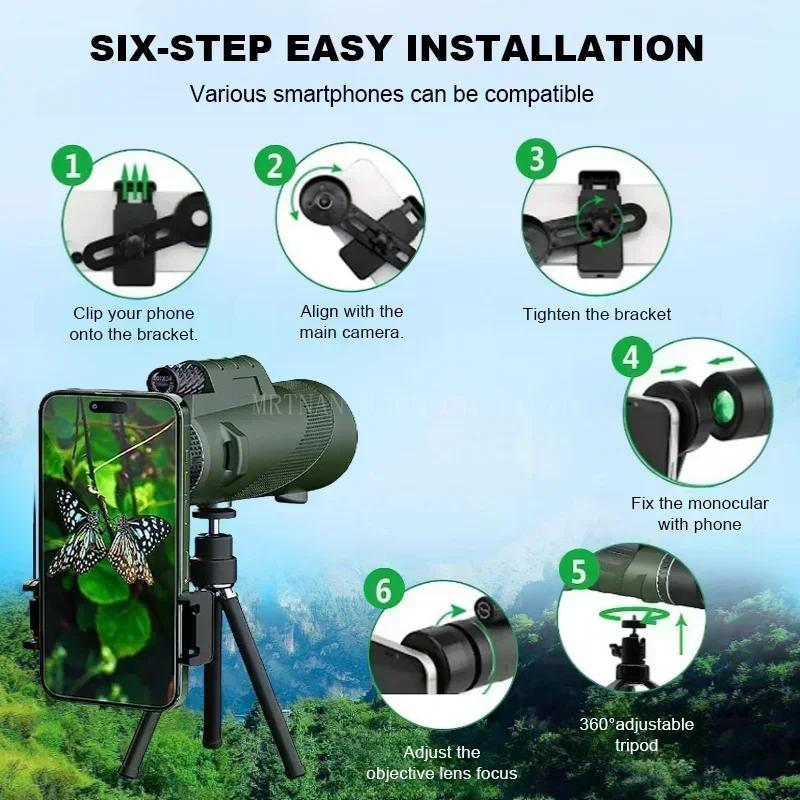 80x100 Draagbare Zoom HD 5000M Telescoop Opvouwbare Lange Afstand Mini Krachtige Telescoop voor Jacht Sporten Buiten Kamperen Reizen