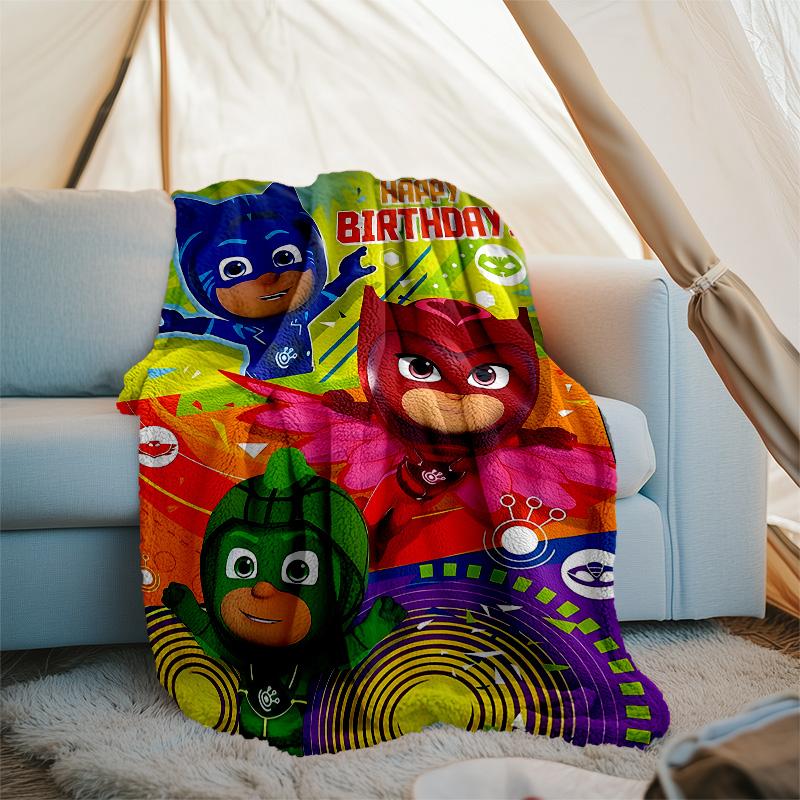 1pc PJ Marks1 Theme Blanket - Digital Print, Polyester, Cozy for All Seasons, Perfect for Outdoor, Camping, and Travel