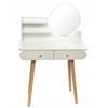 Coiffeuse En Bois Blanc Avec Miroir Et Tiroirs - 122x80x40 Cm