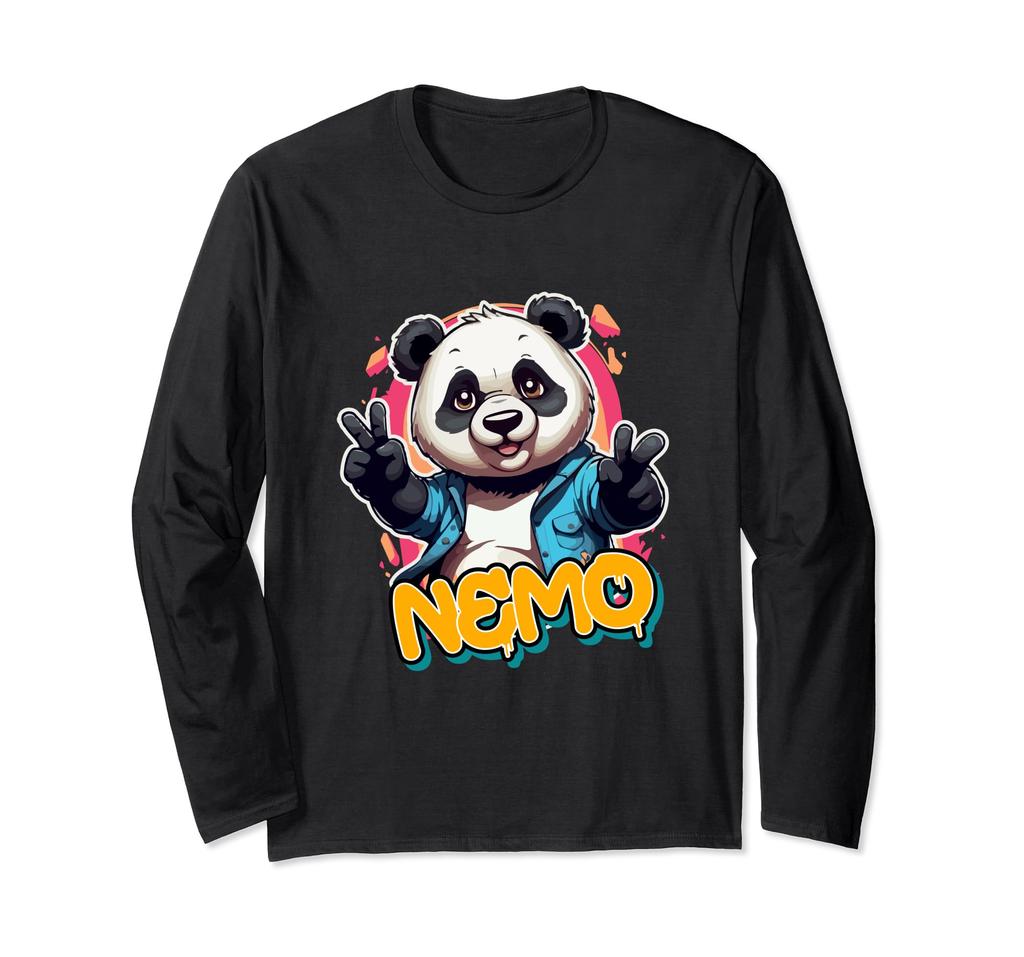NEMO - Cute Boys Name with Adorable Panda Long Sleeve T-Shirt