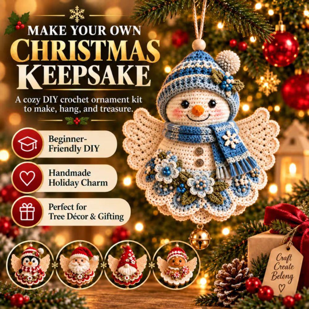 Crochet DIY Crochet Christmas Ornament Kit Angel Shape Christmas Hanging Decor Home Decoration