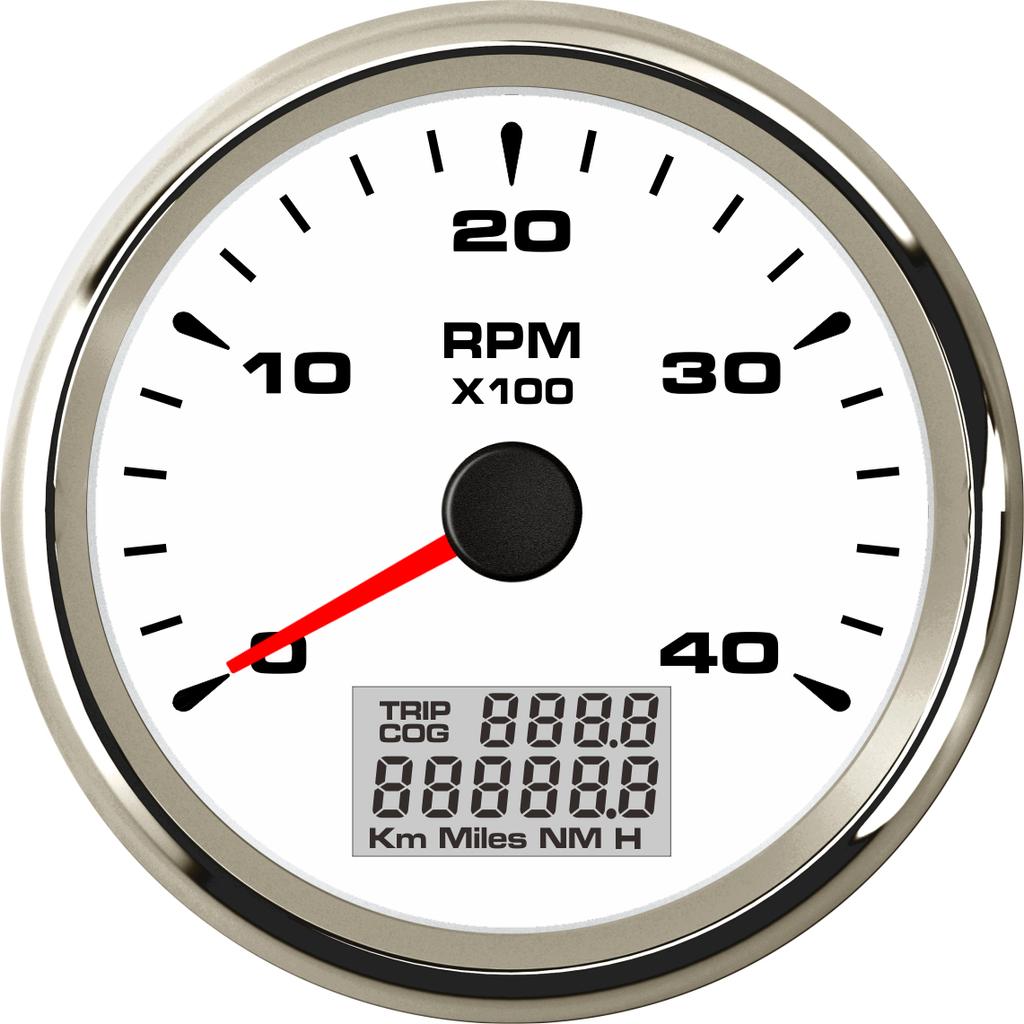 Universal 85mm Car Boat Tachometer Tacho Gauge 0-6000RPM 1-300 Speed Ratio Rev Counters with Trip Hour Meter 7 Colors