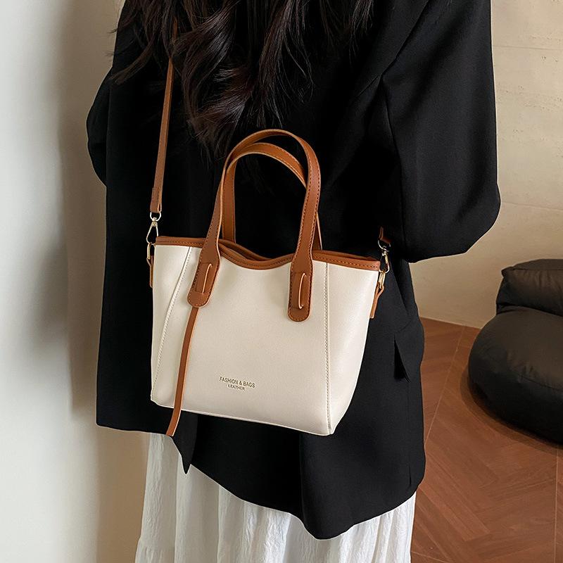 2025 Commuter Foreign Style Women's Handbag Texture New Fashion Contrasting Colors Versatile Commuter Tote Bag Large Capacity Tide