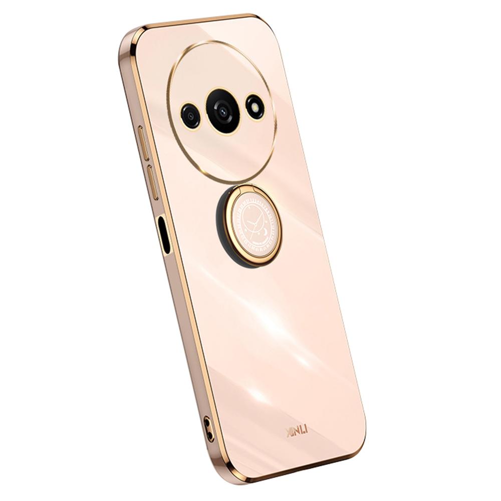 XINLI For Xiaomi Redmi A3 4G/Poco C61 4G Electroplating Case Ring Holder Kickstand Soft TPU Cover