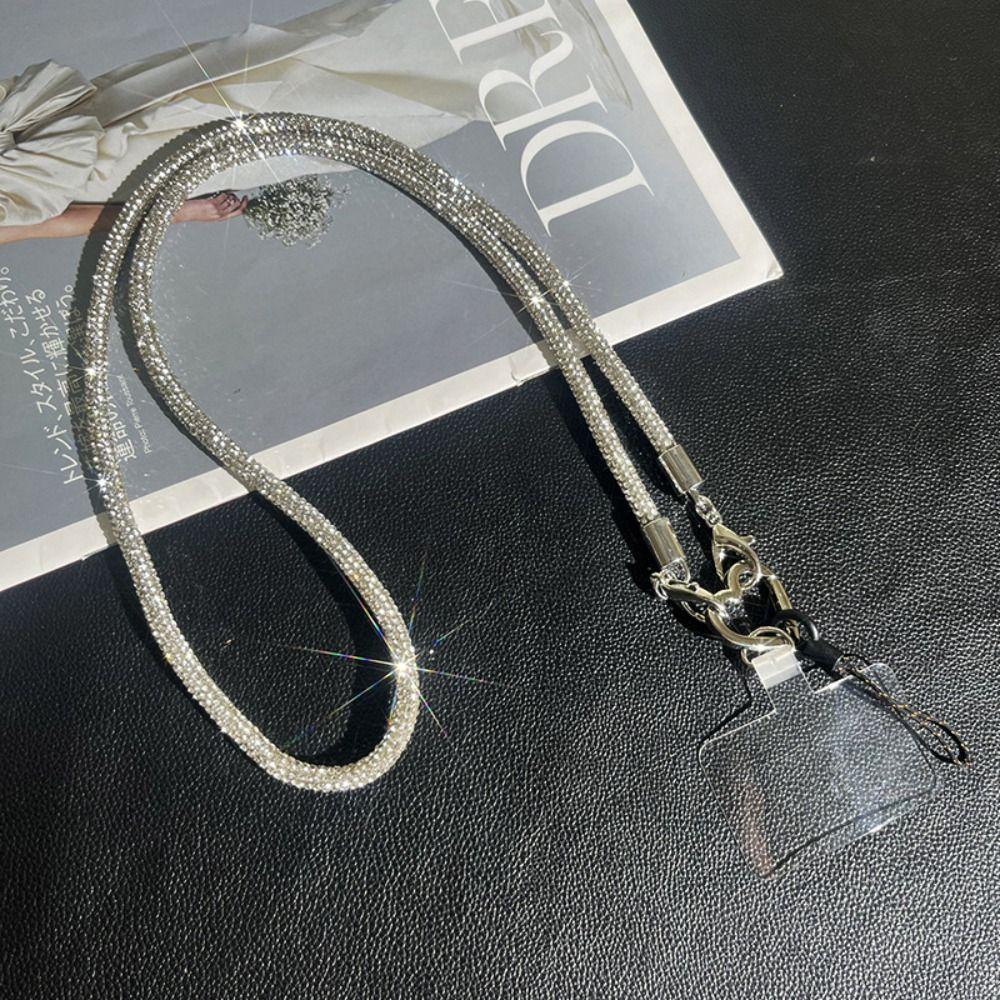 Glitter Crystal Rhinestone Phone Lanyard Bright Bling Bling Phone Case Chain Straps Phone Anti-lost Rope Phone Accessories
