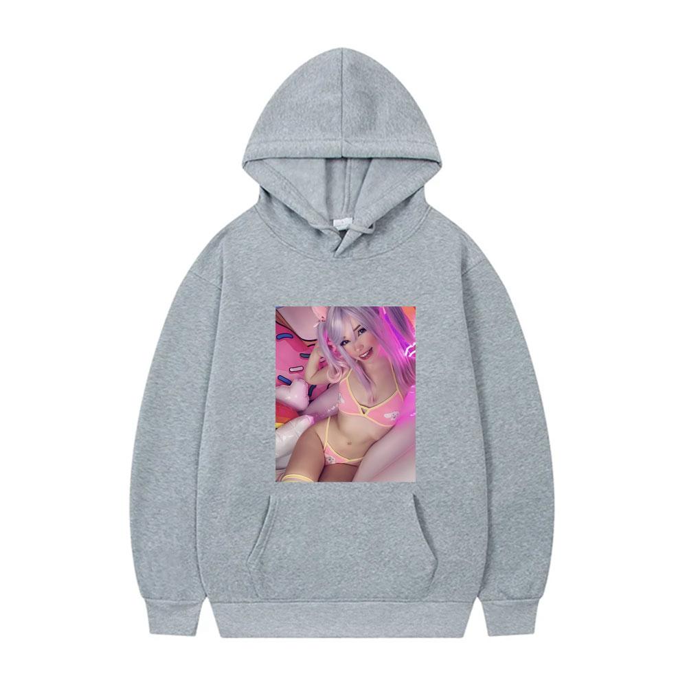 Sexy Belle Delphine Aesthetic Mugshot Hoodie Men's Fashion Casual Oversized Sportswear Unisex Fleece Cotton Long Sleeve Hoody