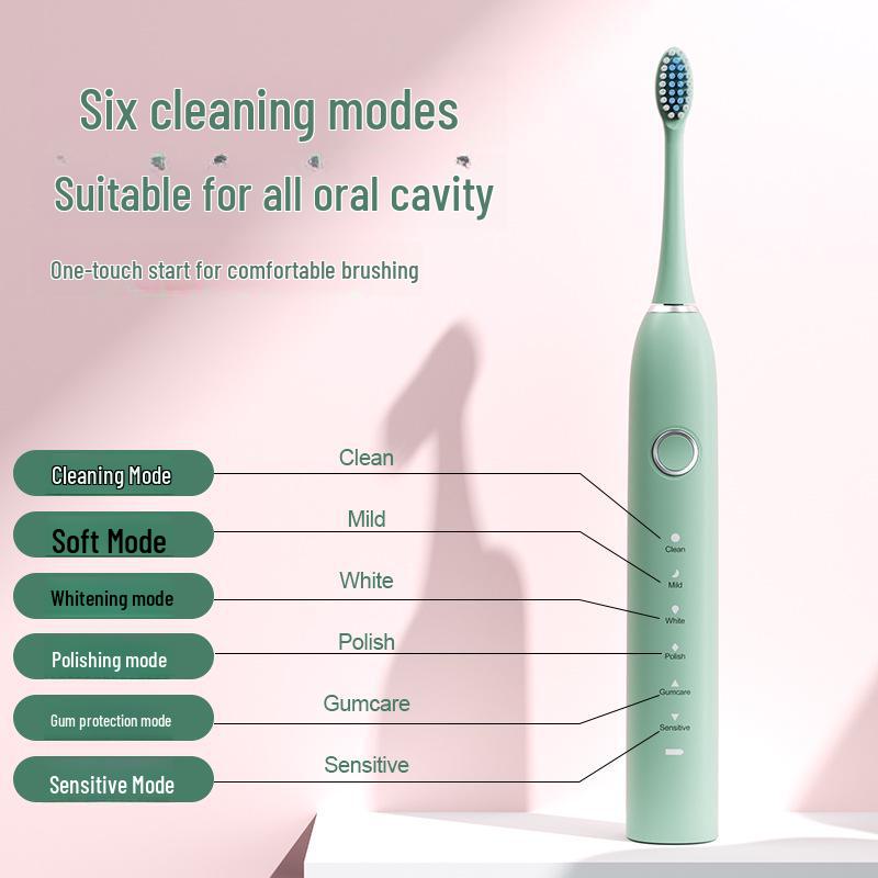 A8 Rechargeable Sonic Electric Toothbrush - Soft, Waterproof for Students, Adults & Couples
