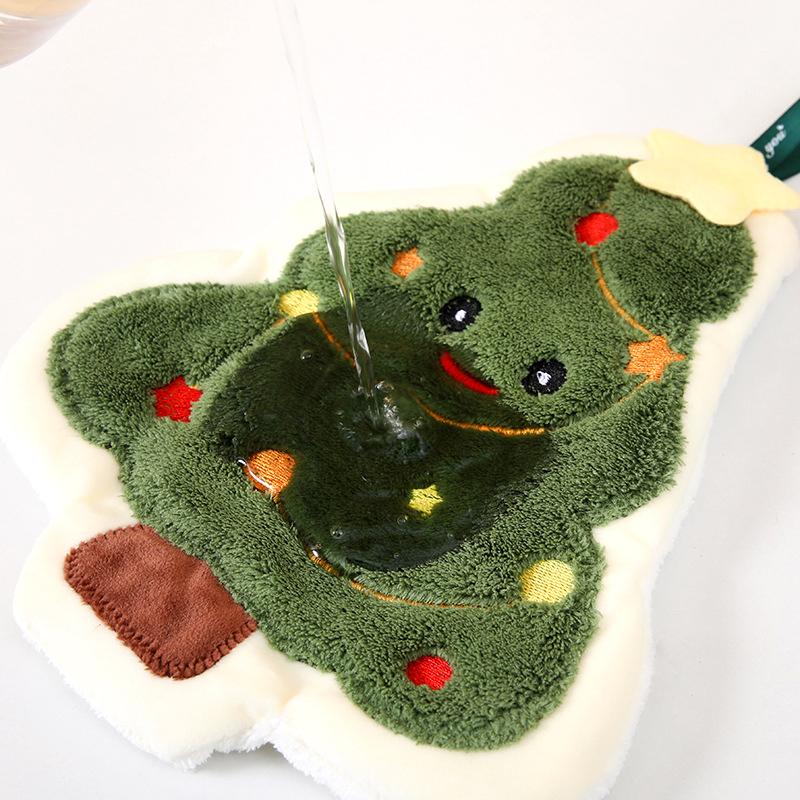 1PC Hand Towel Multi Element Christmas Creative Embroidery Thickened Hanging Cartoon Small Towel Household Coral Fleece Cute