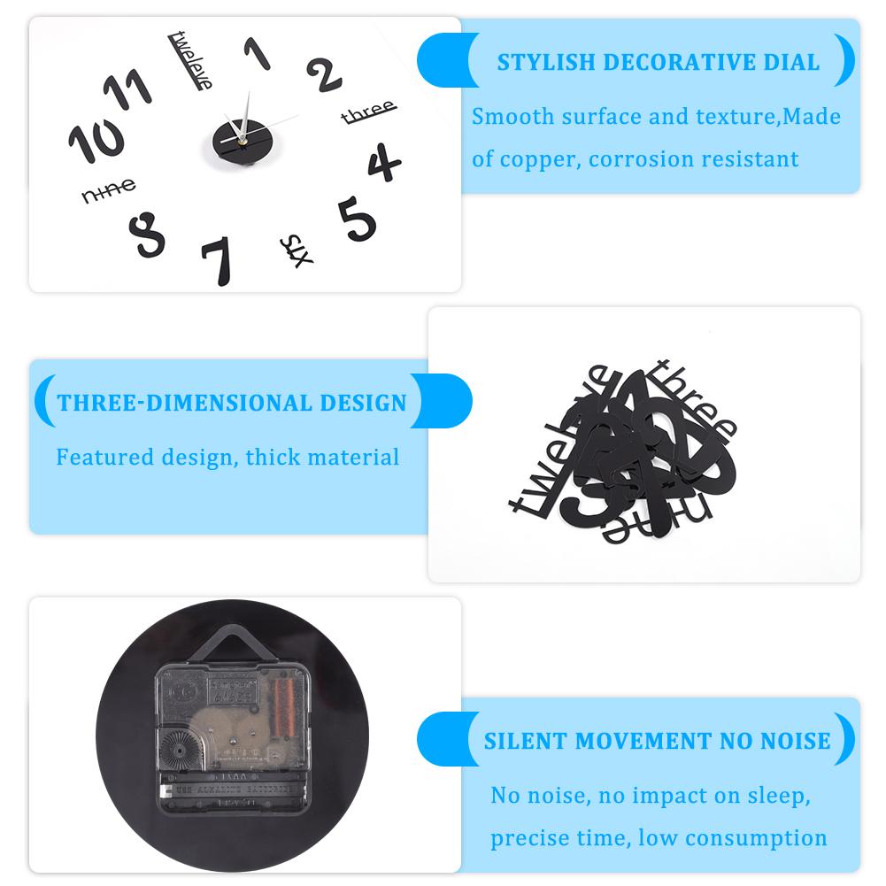 Wall Sticker Digital Clock Stickers Wall Clock DIY 3D Decorative Wall Clock for Home Black