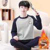 Men's Round Neck Thickened Fleece Thermal Underwear Set