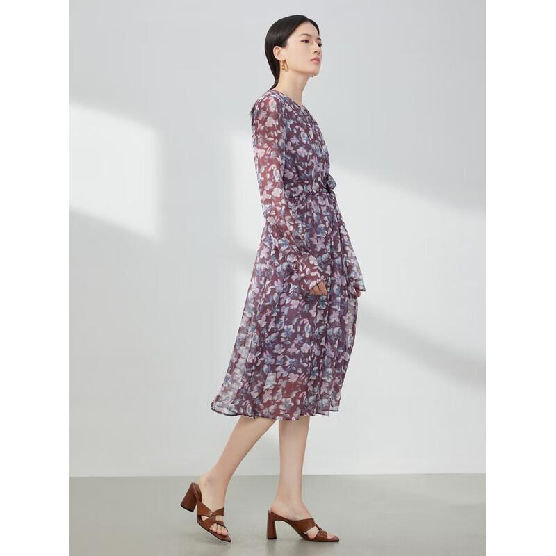 

JUZI Annacau Women s Ombre Floral Chiffon A-Line Dress L