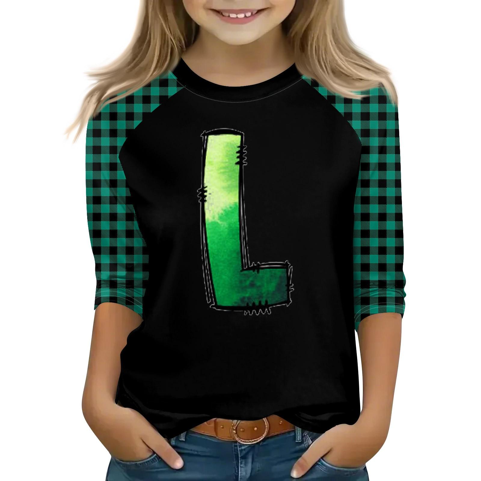 

Топи для молодих дівчат 4-16 років Футболки з круглим вирізом і рукавами 3/4 Модні топи Футболки 160