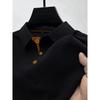 Men's Summer Ice Silk Fiber Short Sleeve T-shirt - Breathable Striped Casual Top with Classic Collar and Button Details