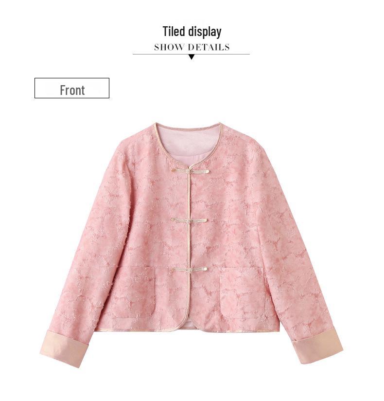Jachetă de damă de primăvară 2025 în stil chinezesc, de slăbit, de modă, cu nasturi broască - RX8203