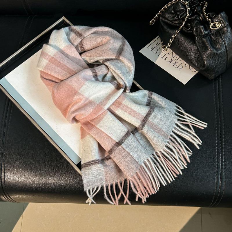 Scarf female 100 pure wool autumn and winter new style high-end sense versatile warm plaid scarf student