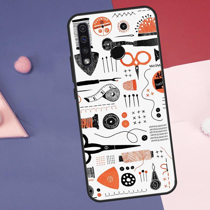 Sewing Scissors Buttons Case For Huawei Nova 12s 12i 11i 8i 7i Y73 Y70 Y90 Y60 Y72 Y61 Y91 9 10 SE P40 Lite P30 Pro