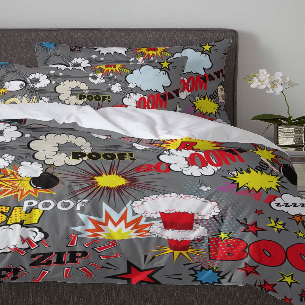 Funny Explosion Pattern Duvet Cover With Pillow Case Custom 3pcs Bedding Set Quilt Cover Double Bed Home Textile