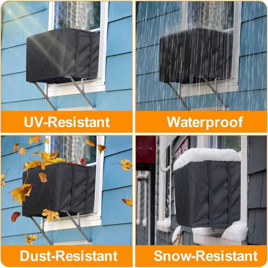 Demao AC Covers for Outside, Air Conditioner Cover for Outside Window AC Unit Cover, 600D Oxford Heavy Duty Waterproof Dustproof Window AC