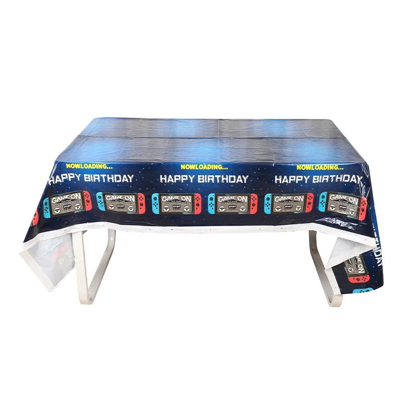 Game on Party Blue Handle Disposable Cutlery Cup Plate Napkin Banner Tablecloth Boy Game Birthday Party Decoration Supplies