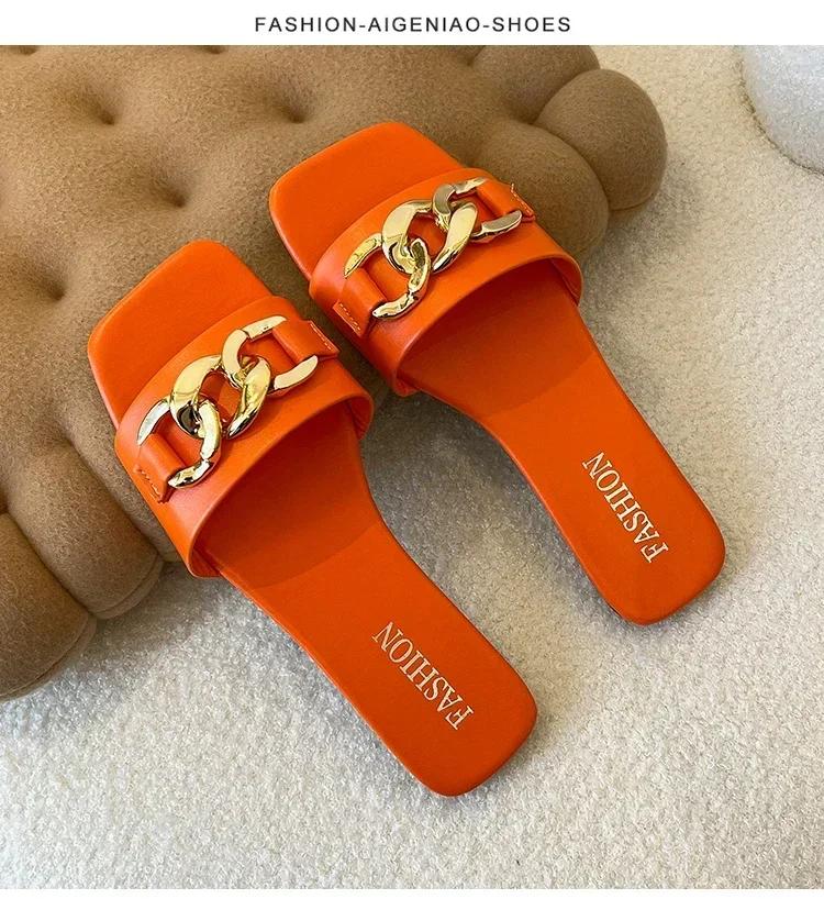 2024 New Summer Women's Slippers Rome Fashion Solid Color Designer Flat Sandals Soft Sole Shoes for Women Breathable Beach