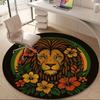1PC Lion Flowers Office Round Area Rug, Indoor Mat Suitable ForOffice, Under Office Chairs Bedroom Living Room Home Decor, Room Deco A008