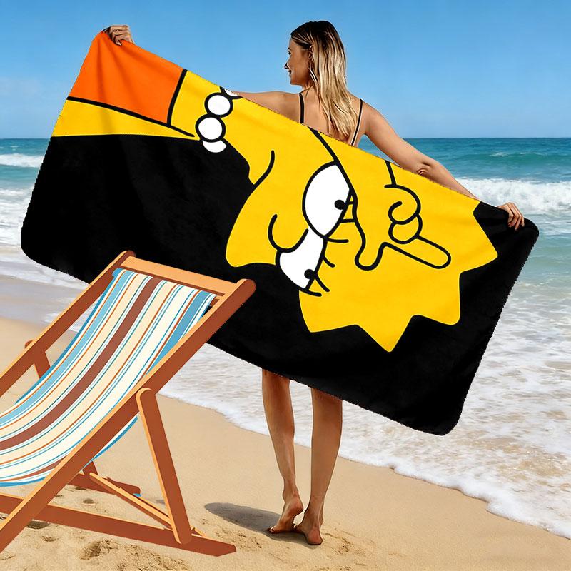 Lisa Simpson Print Beach Towel, Large Soft Quick Dry Towel for Beach Camping Swimming