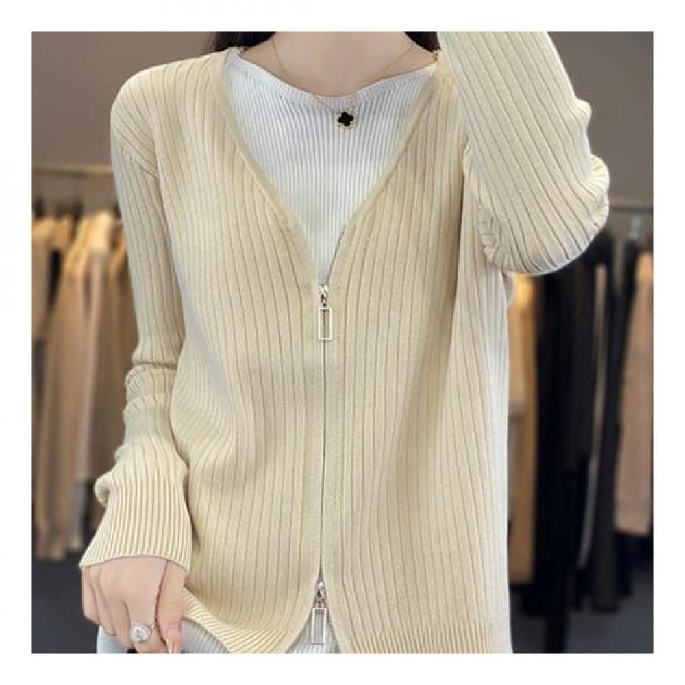 Navava Men S Ribbed Simple Zip Up Long Sleeve Knit Cardigan Nk1956