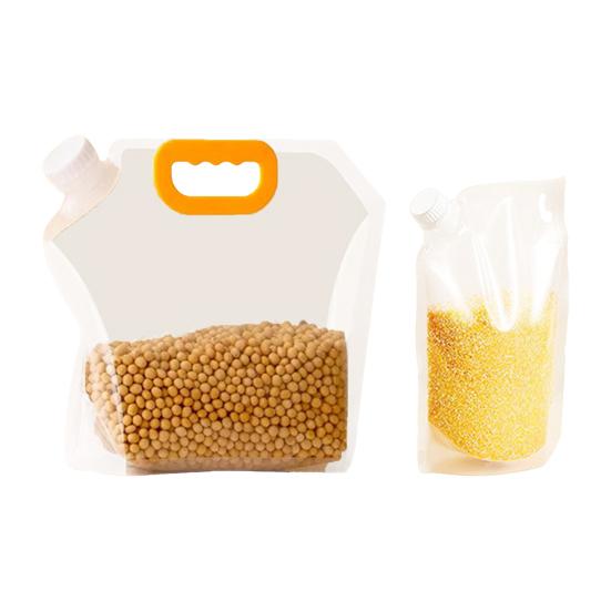 Airtight Food Storage Bag with Lid Freestanding Rice Storage Pouch Sealed Reusable Grain Storage Bag for Flour Beans Kitchen Cabinet Pantry