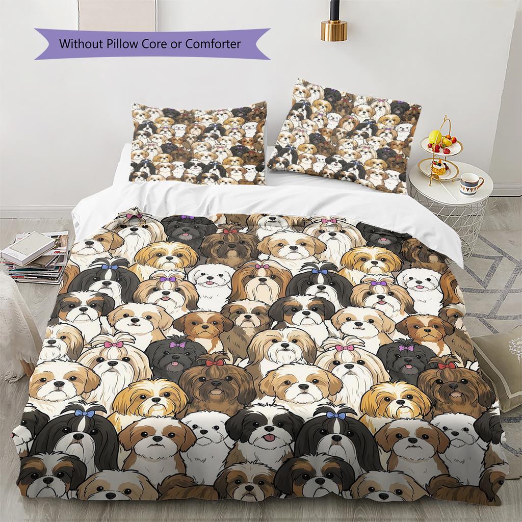 Biancheria da letto con motivo cucciolo cartone animato, Set piumino Copripiumino Federa Regalo di compleanno per la casa (1 * copripiumino + 2 * federa, senza nucleo)