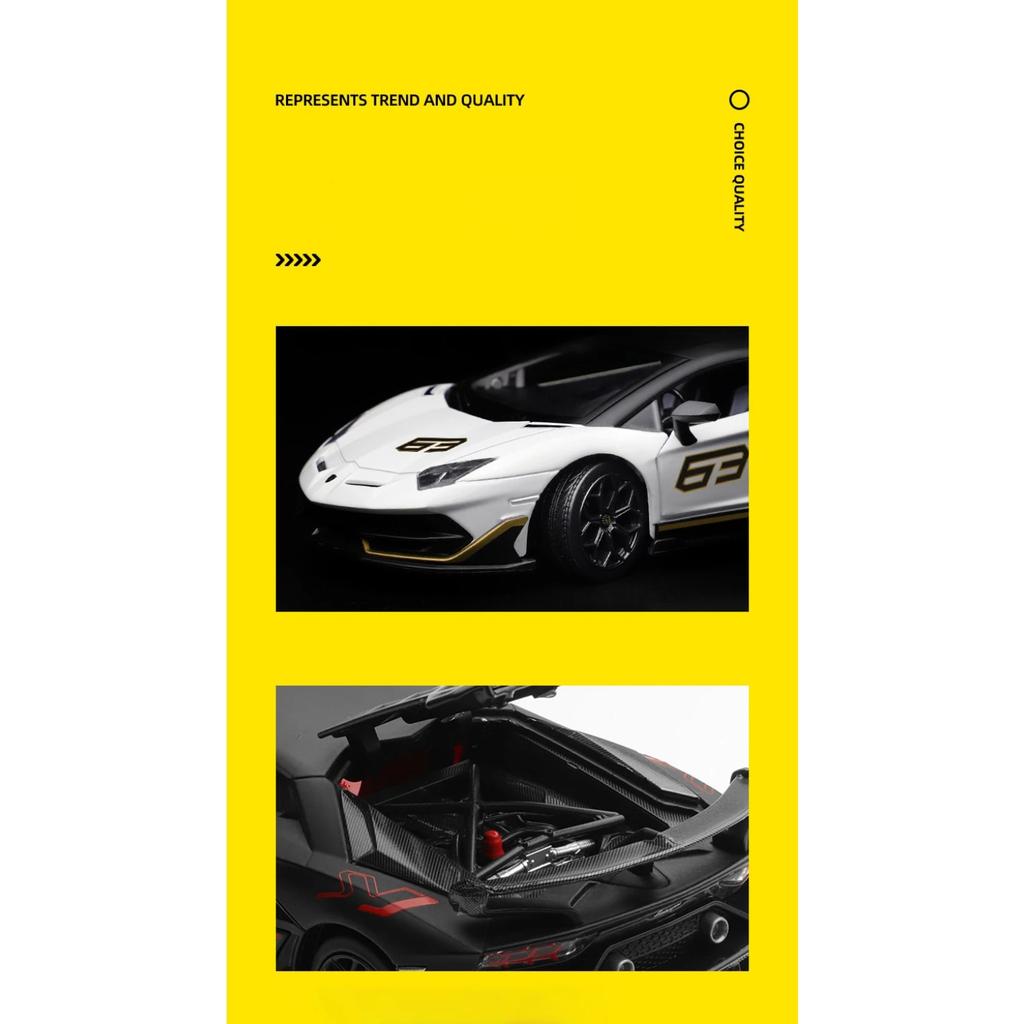 1/24 Lamborghini Aventador SVJ63 Alloy Model Car Toy Diecasts Metal Casting Sound and Light Car Toy for Children Vehicle