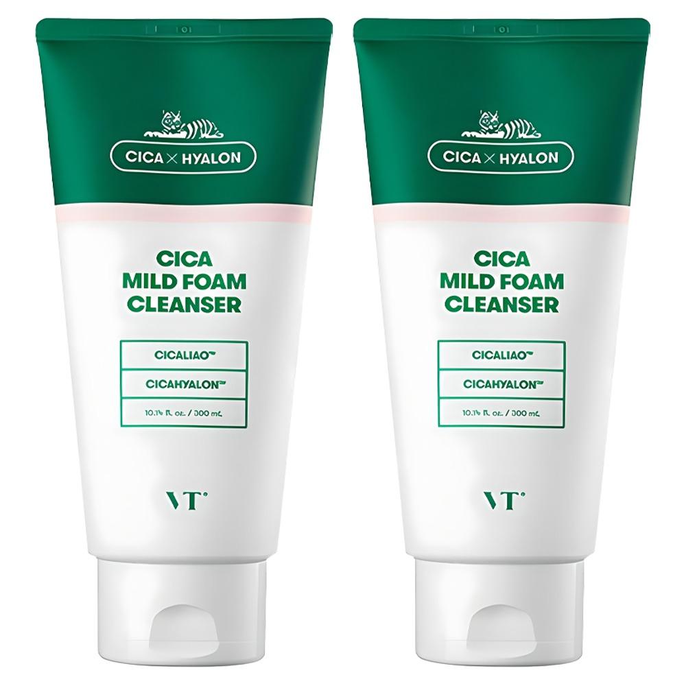 VT COSMETICS CICA Mild Foam Cleanser Soothing & Hydrating Facial Cleanser 300ml x2