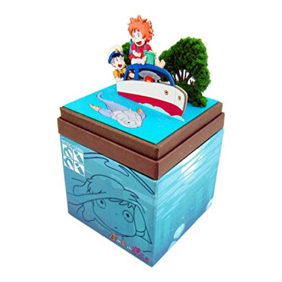 Sankei Studio Ghibli Mini Ponyo on the Cliff by the Riding the Pompom Paper Craft Sea, Boat, Non-scale MP07-40