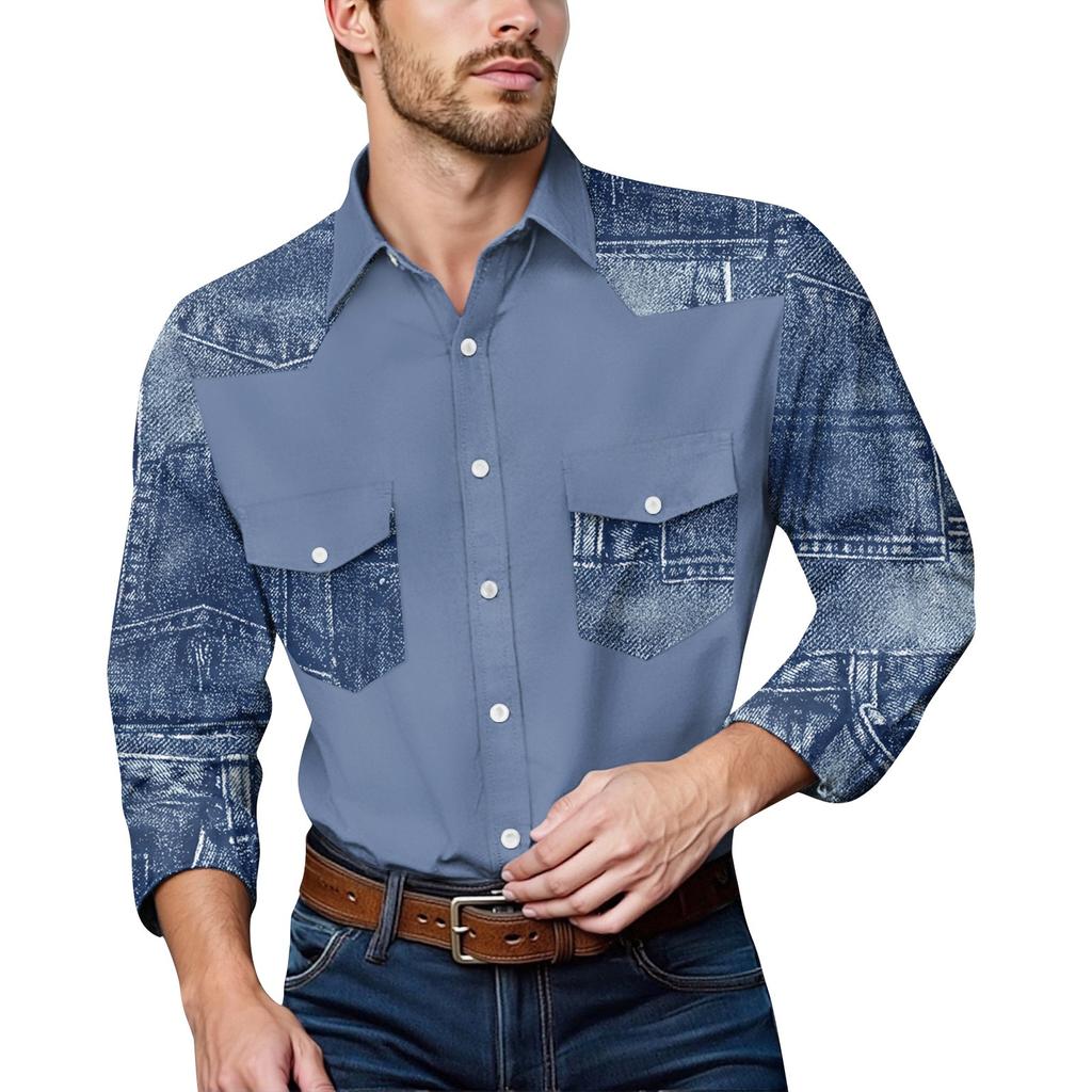 Men'S Fashionable Lapel And Shoulder Length Long Sleeved Casual Top