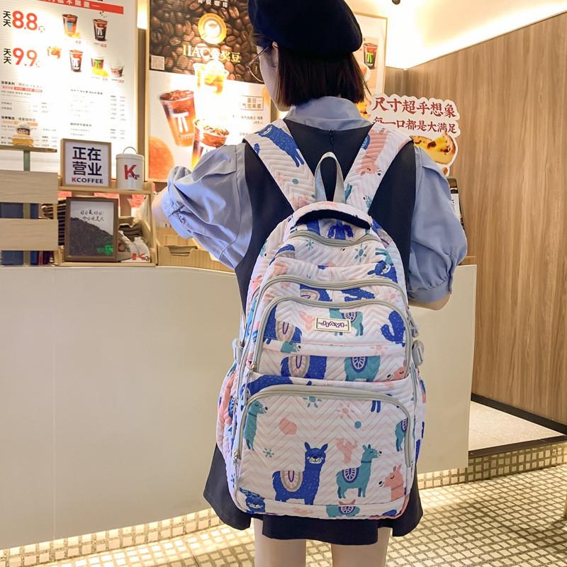 Cute Goose Cartoon Cat White Bear Sheep Pattern Student Backpack Teens For